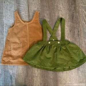 Bundle of 2 baby girl corduroy overall dresses